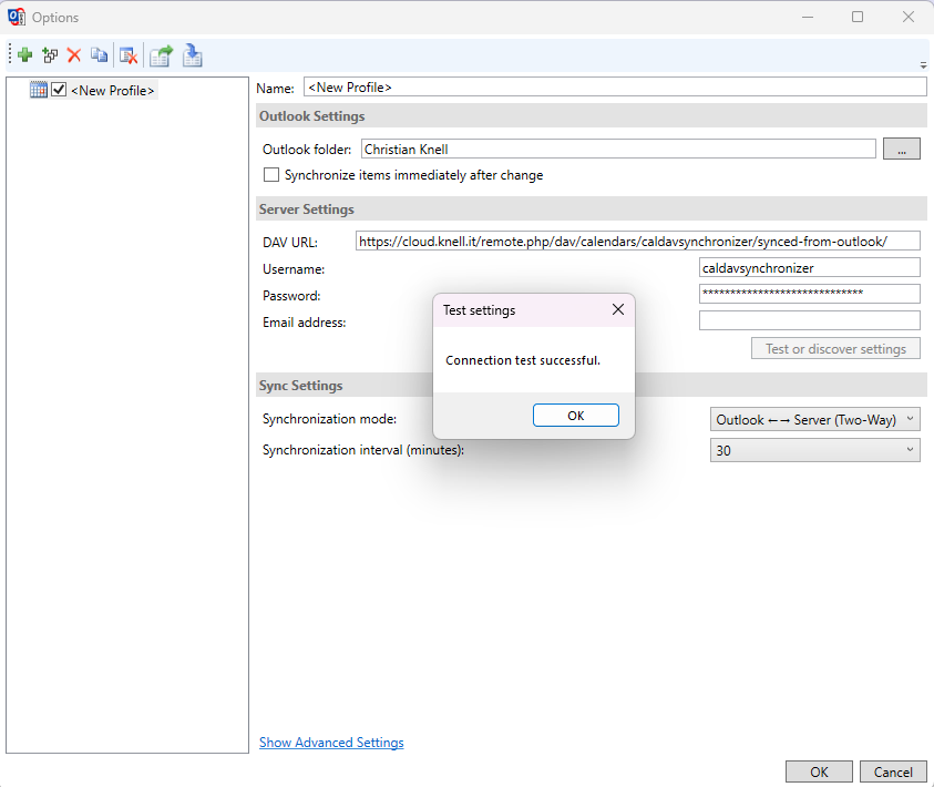 Synchronising Outlook with Nextcloud using CalDavSynchronizer